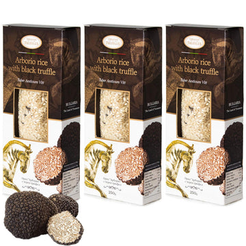 Italian Arborio Risotto Rice with Black truffle Mushrooms Tuber Aestivum and Spices, Rich in Antioxidants, Fibres (3 x 250g)