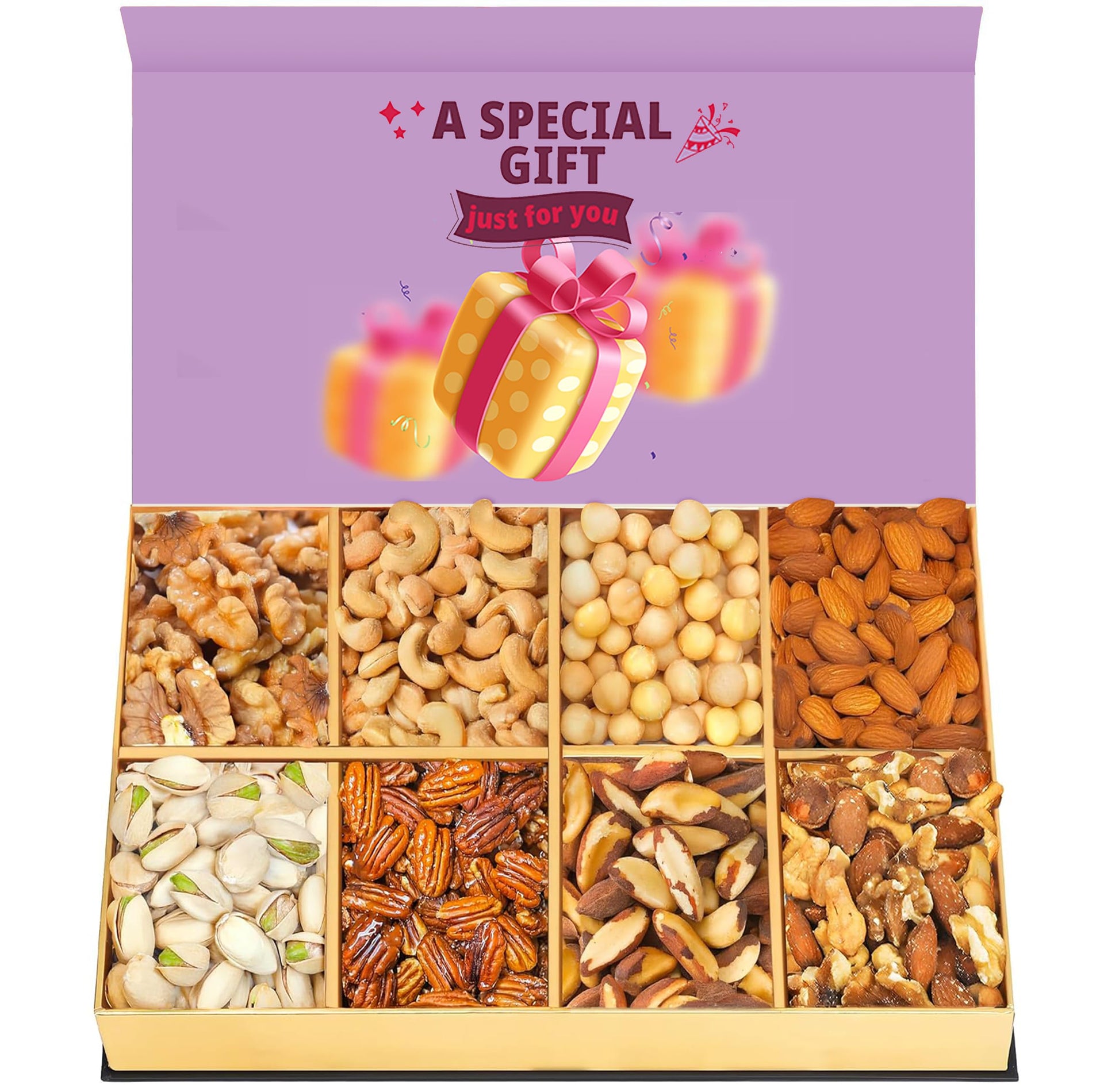Fathers Day Nuts Gift Basket, Father Day Treats Gourmet Collection Healthy Food Box Mixed Cravings Platter Tray Sampler Assortme