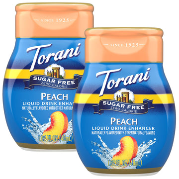 Torani Sugar Free Peach Liquid Drink Enhancer  Water Flavoring 2-Pack  1.62 Oz Ea