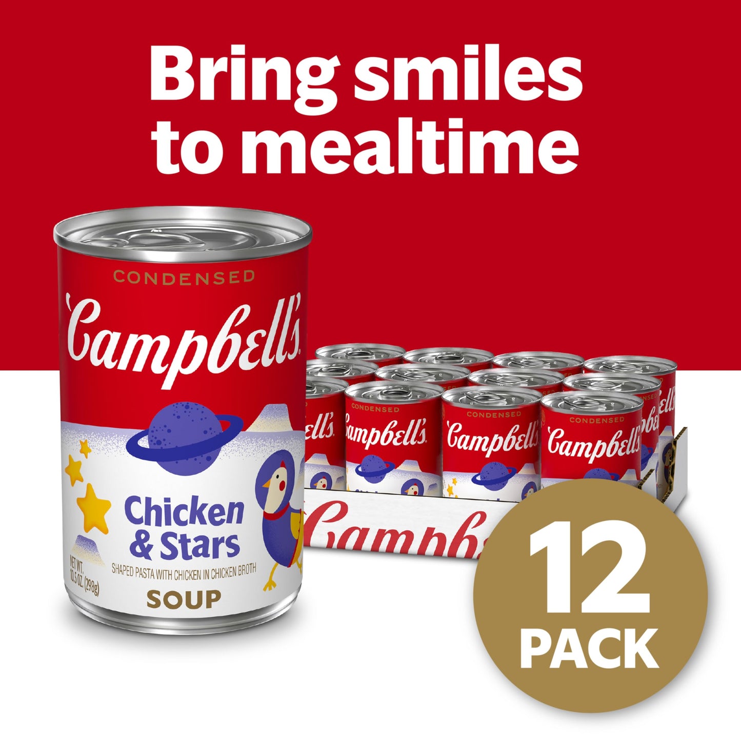 Campbell'S Condensed Kids Soup, Chicken & Stars Soup, 10.5 Ounce Can (Pack Of 12) (Packaging May Vary)