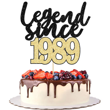Gyufise 1Pcs Legend Since 1989 Cake Topper Glitter Thirty Five Happy 35Th Birthday Cake Pick Cheers To 35 Years Cake Decoration