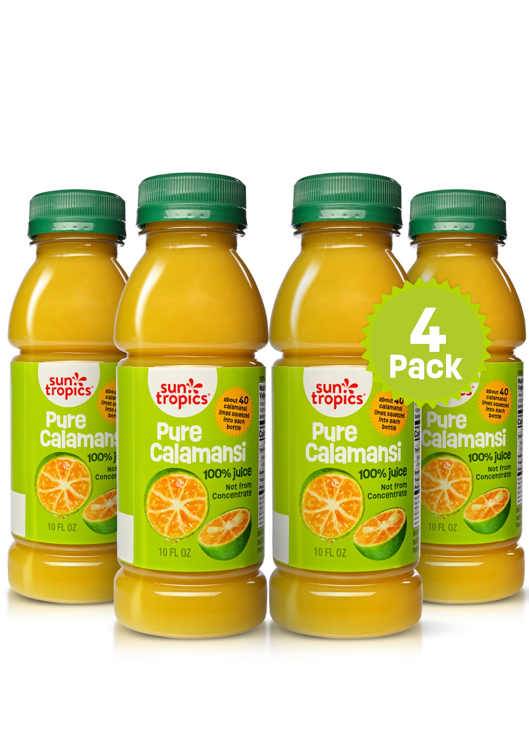 Sun Tropics Pure Calamansi 100% Juice- 4 pack, 10 oz each | 100% Pure Juice, Not From Concentrate | Refreshing Citrus Juice for 