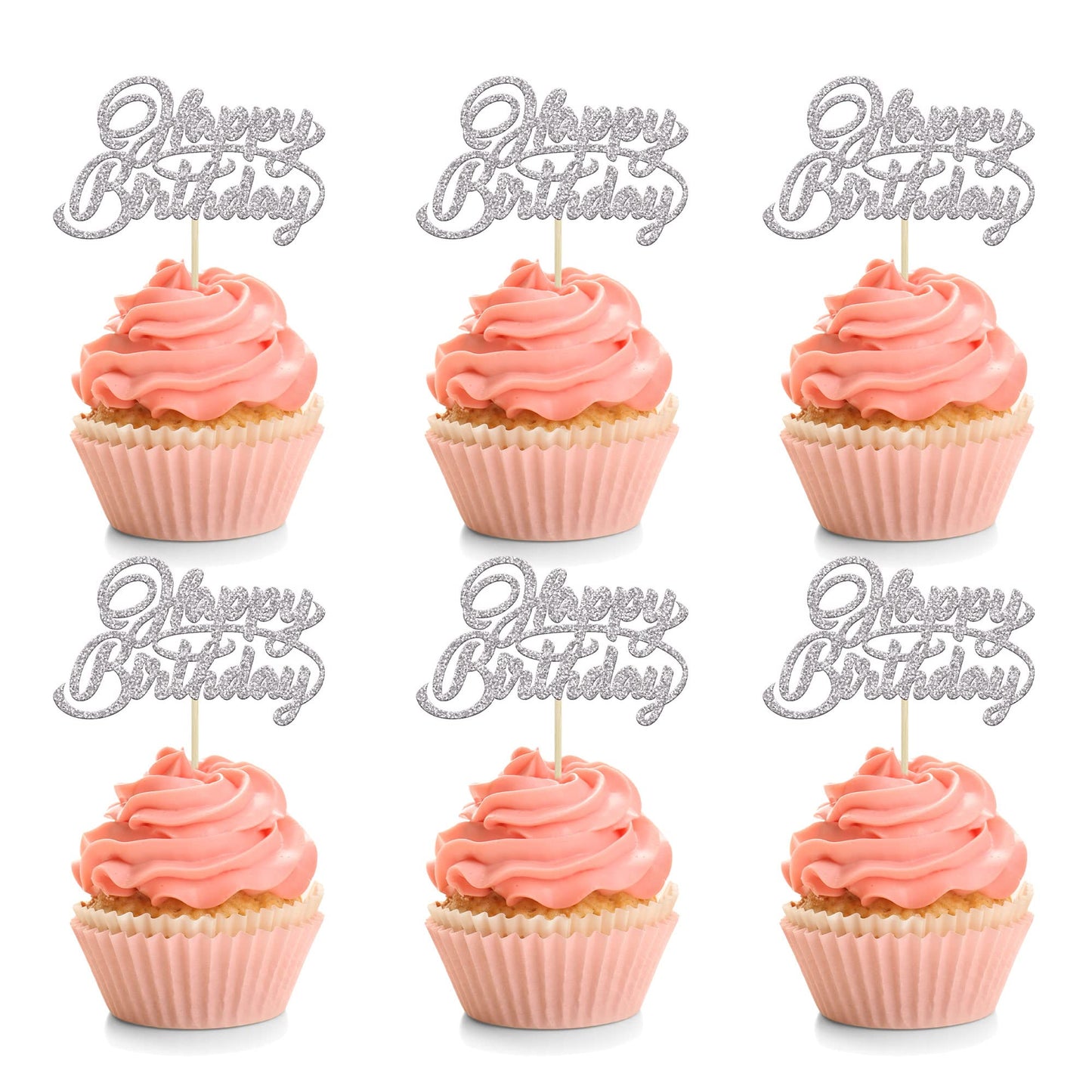 24 Pack Happy Birthday Cupcake Toppers Glitter Birthday Cupcake Food Picks For Celebrating Happy Birthday Party Cake Decorations