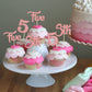 24Pcs Five Cupcake Toppers Glitter 5th Birthday Cupcake Picks for Baby Shower Fifth Birthday Party Cake Decorations Supplies Ros