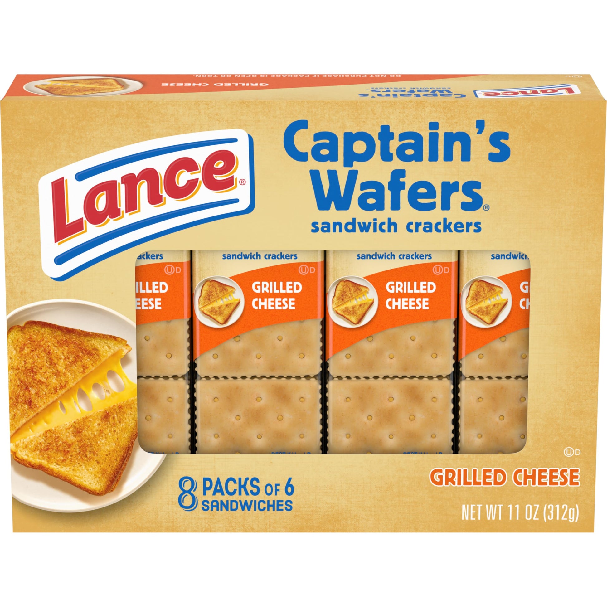 Lance Sandwich Crackers, Captains Grilled Cheese Wafers, 8 Ct Box