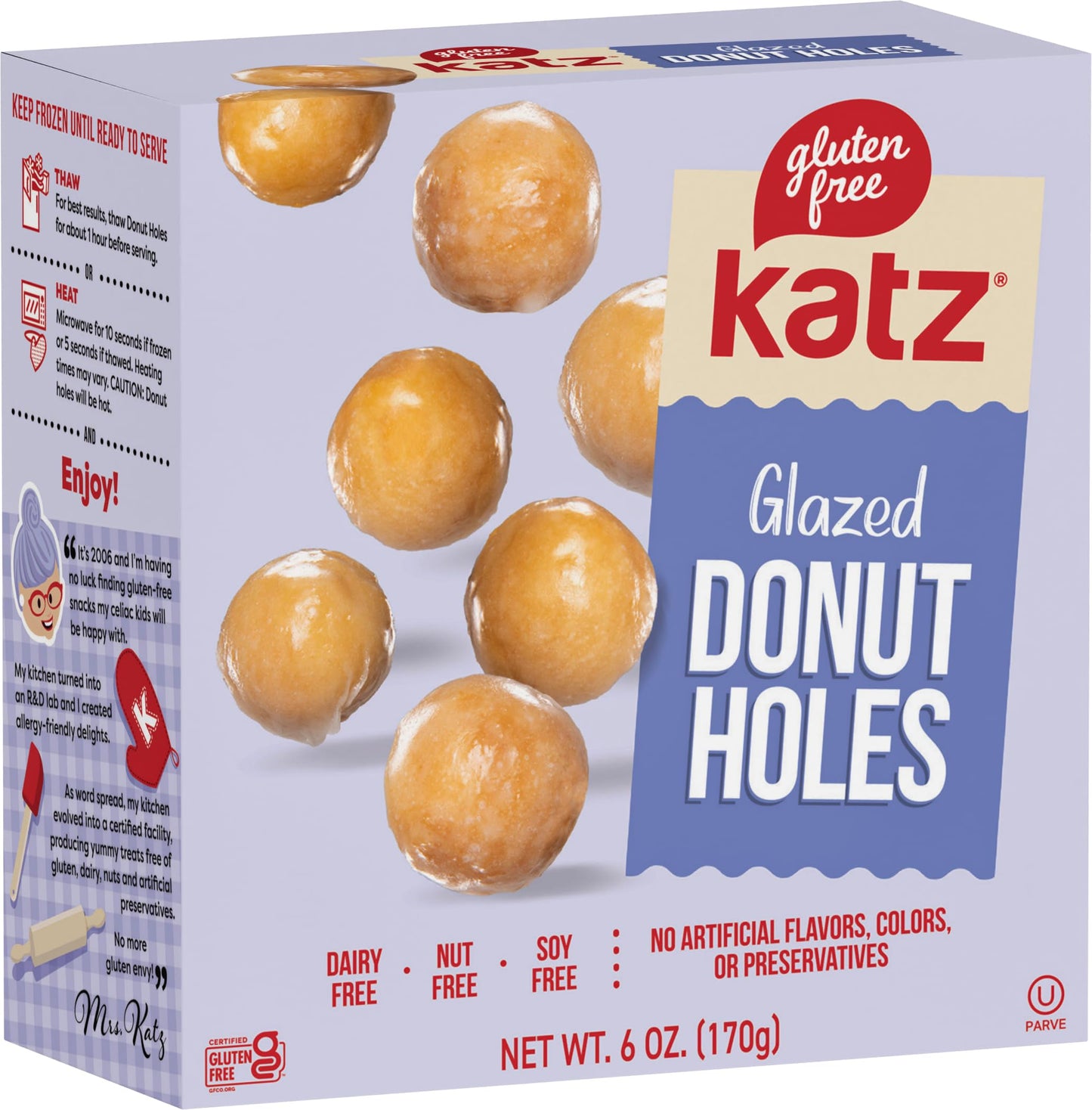 Katz Gluten Free Glazed Donut Holes | Dairy Free, Nut Free, Soy Free, Gluten Free | Kosher (1 Pack, 6 Ounce)