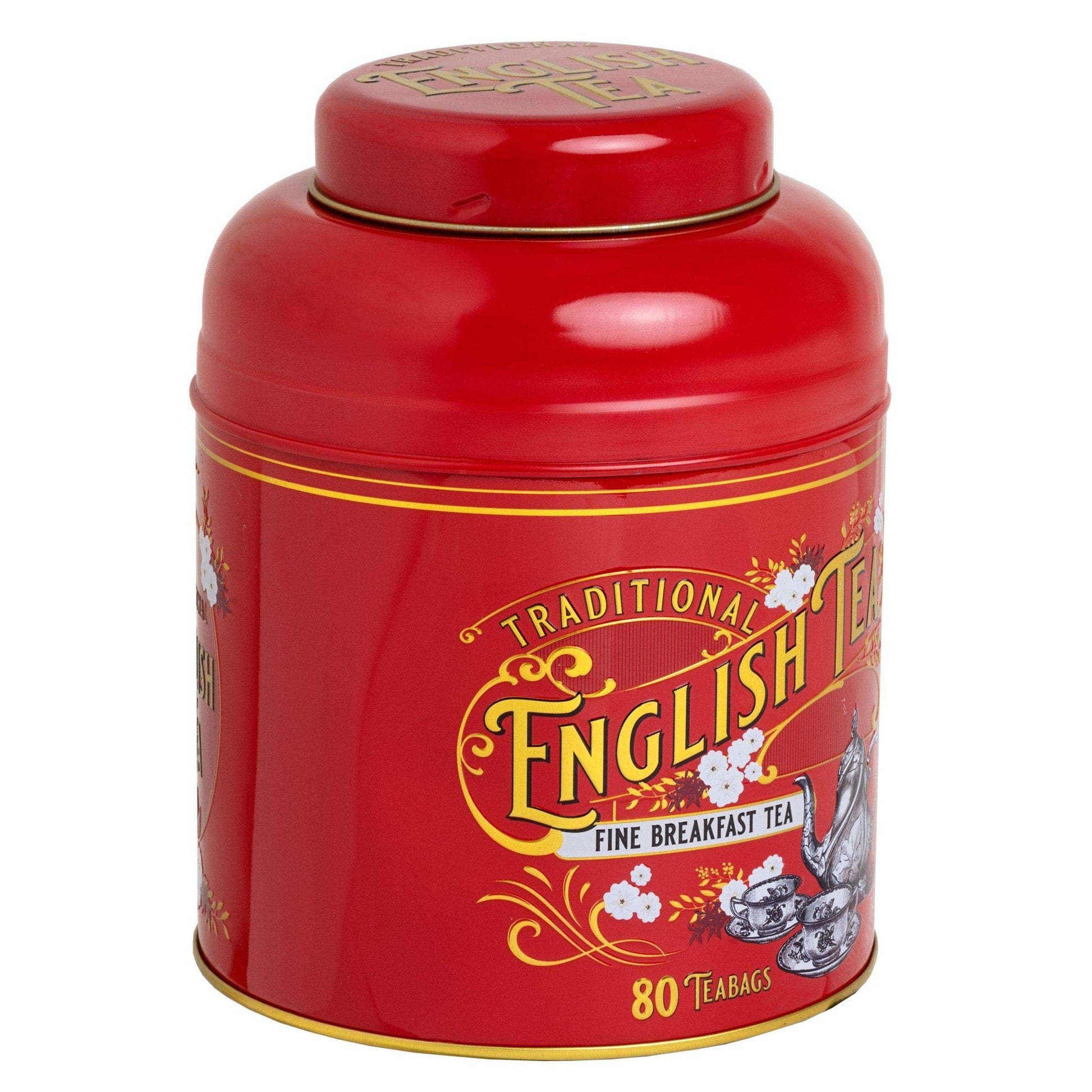 New English Teas Vintage Victorian Tea Caddy With 80 English Teabags (Red)