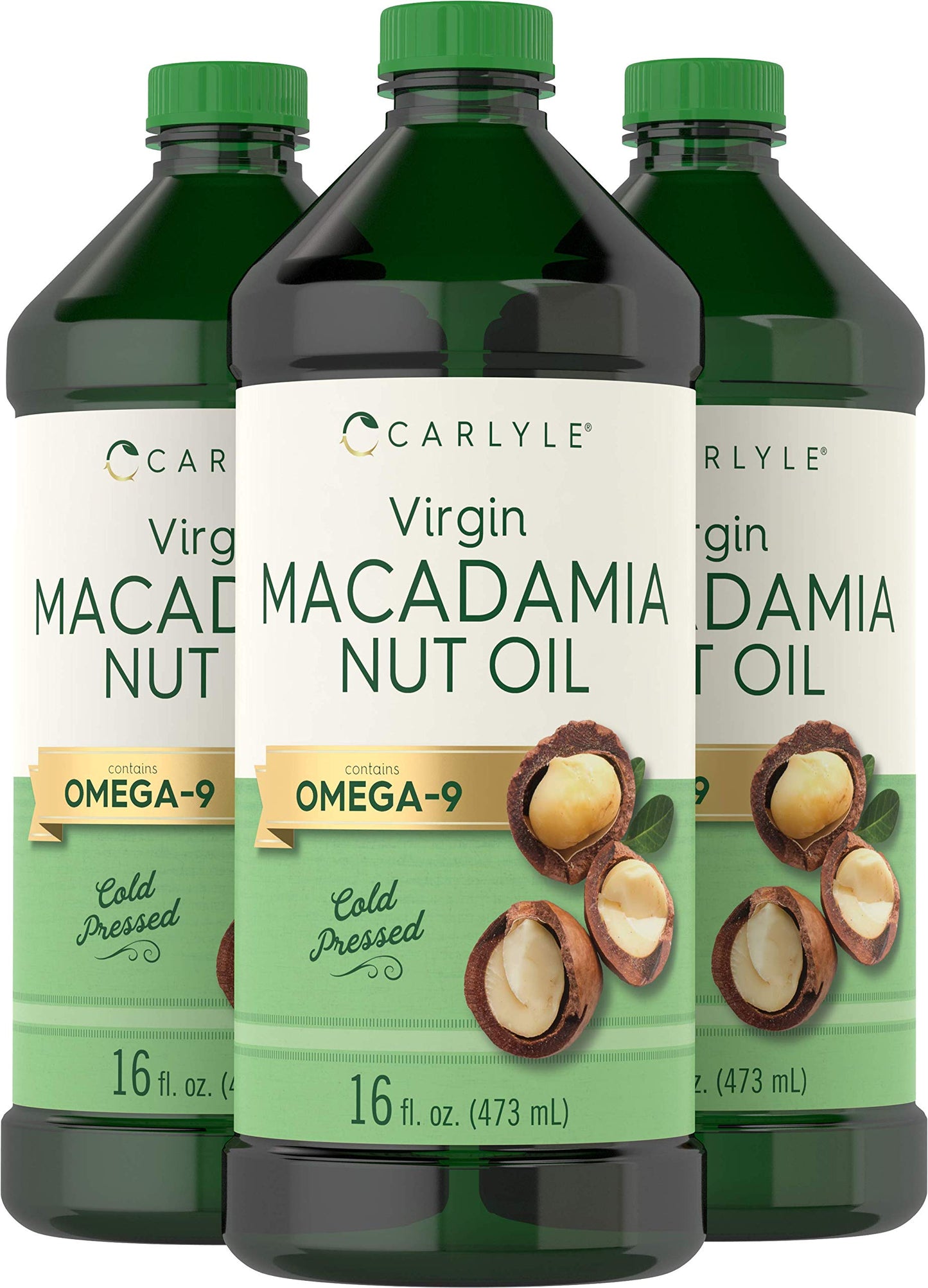 Carlyle Macadamia Nut Oil - Cold Pressed, Food Grade, Vegan - 3 x 16 Fl Oz Bottles, Non-GMO, Gluten Free, Virgin Oil