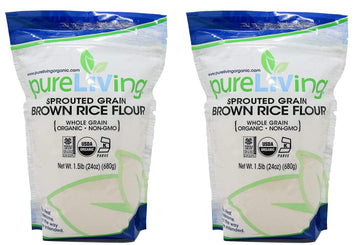 Pure Living Liv Organic SPROUTED Brown Rice Flour - 24 oz - PureLiving (Pack of 2) - Mildly sweet and aromatic, it acclimates it