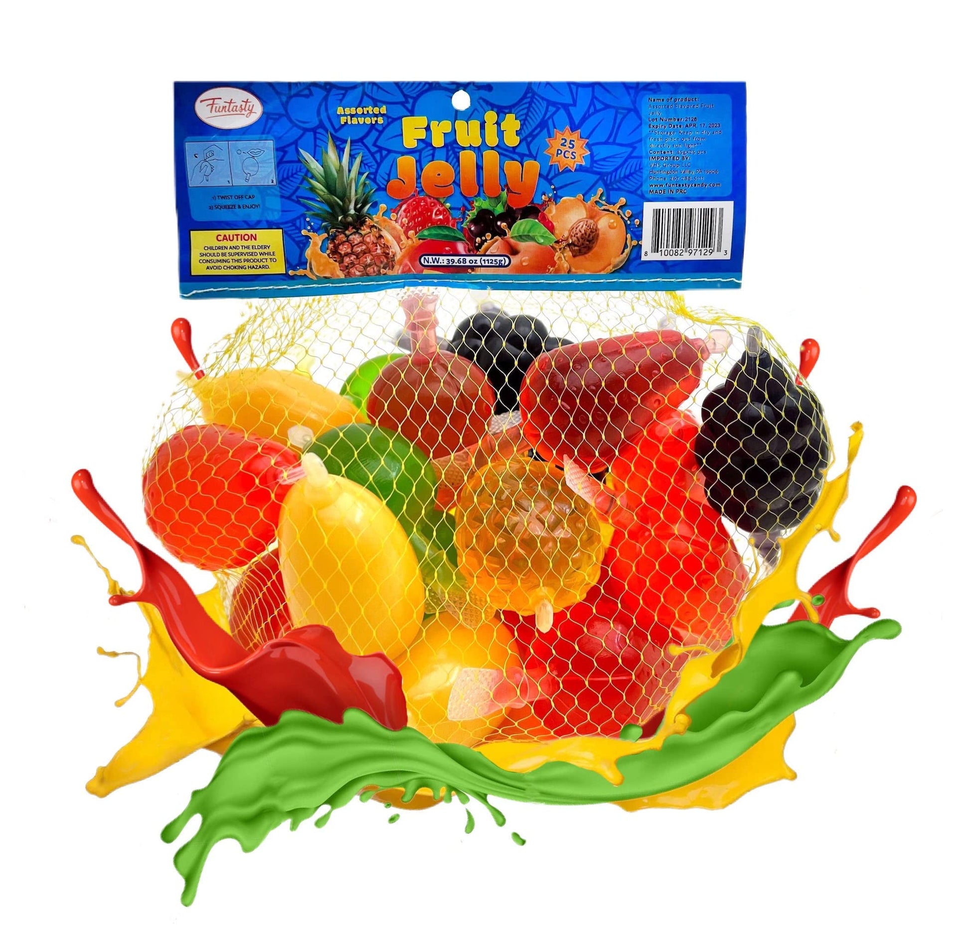 Funtasty Squeezable Fruit Jellies Candy - 25 Count Bag - Assorted Flavors