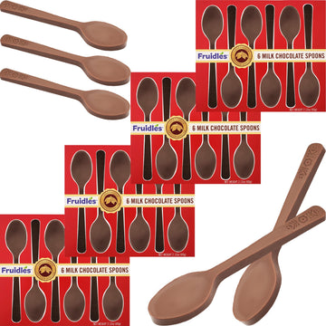 Fruidles Milk Chocolate Spoons, Candy Hot Chocolate Stirring Edible Spoons, Gourmet Milk Cocoa Edible Spoon Stirrers, Non-Gmo, Dairy, 2.12 Oz (6 Spoons Per Box) (12-Pack)