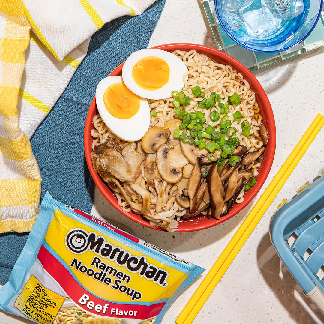 Maruchan Ramen Less Sodium Beef, 3.0 Oz, Pack Of 24