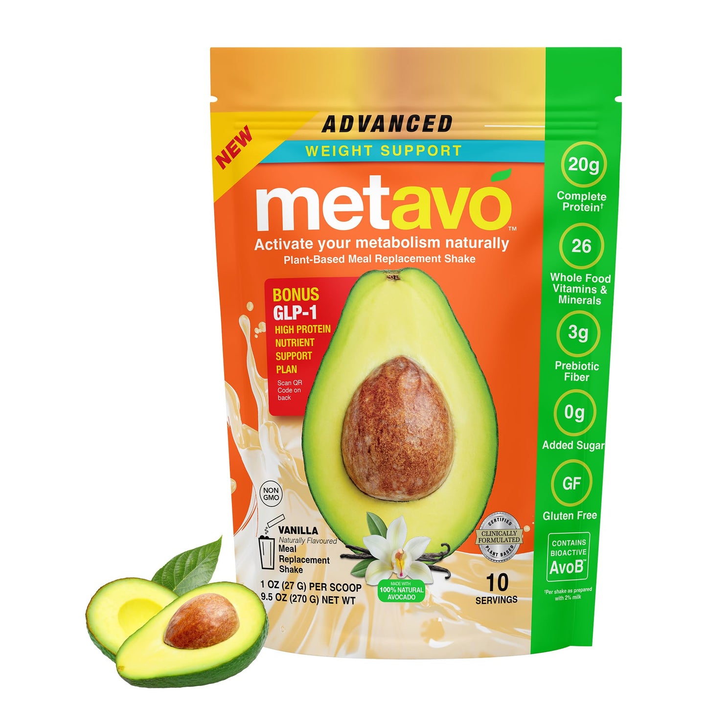 Metavo Advanced Weight Support Meal Replacement, Vanilla, 9.5 Ounce, Model 101-MRPVAN10US