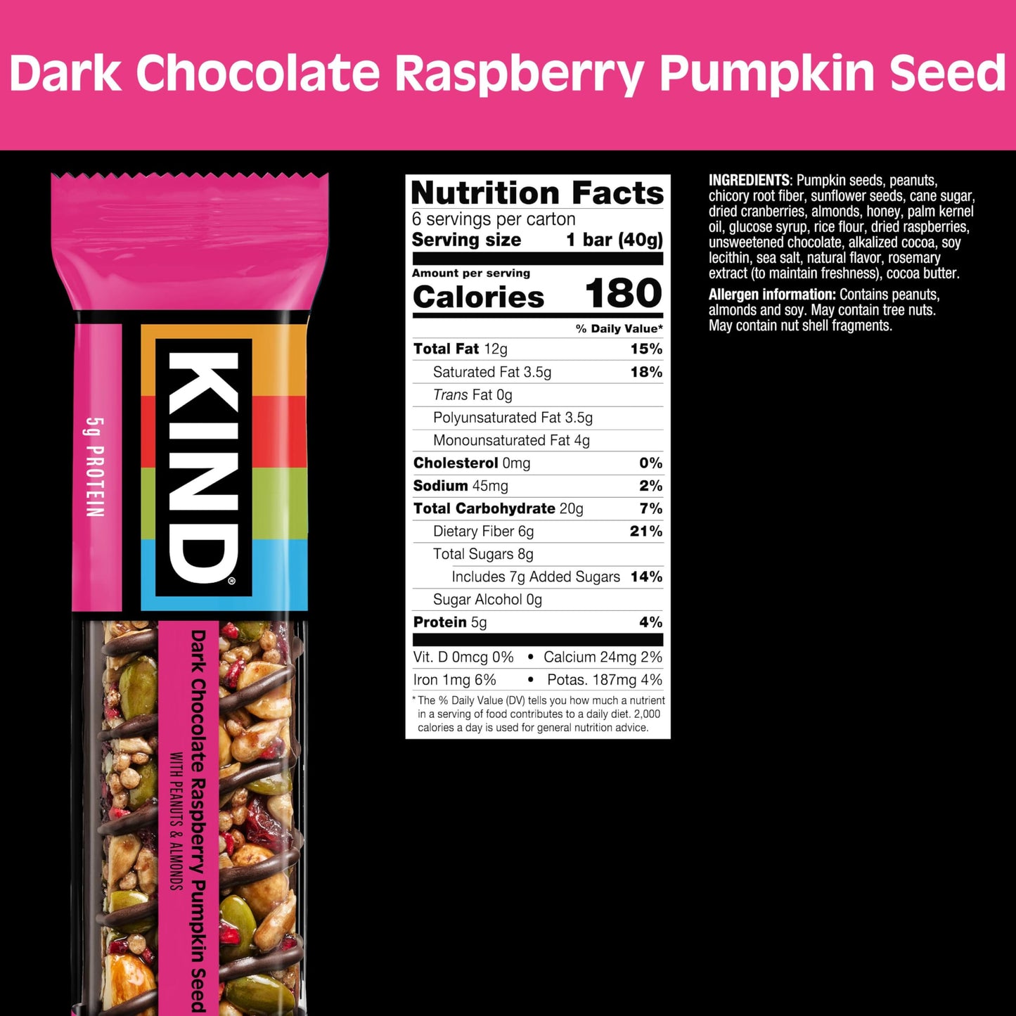 KIND Bars Variety Pack, Strawberry, Dark Chocolate Raspberry, Orange Cranberry, Gluten Free, 18 Count, 5g Protein