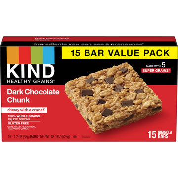 Kind Healthy Grains Bars, Dark Chocolate Chunk, 1.2 Ounce,Gluten Free, 15 Count (Pack Of 4)