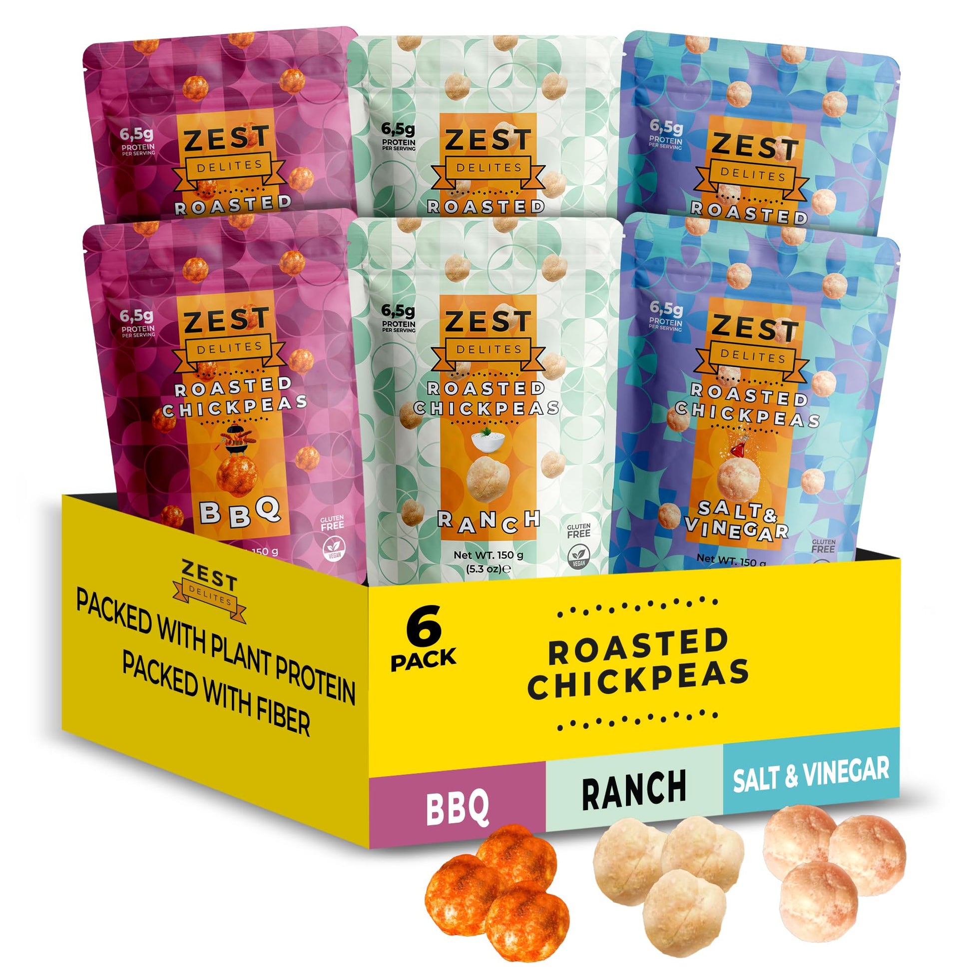 Roasted Chickpeas by Zest Delites, Chickpea Snacks, Dried Chick Peas, Healthy Snacks for Adults, Plant Protein Snacks, Barbeque,