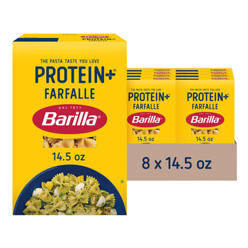 Barilla Protein+ (Plus) Farfalle Pasta - Protein From Lentils, Chickpeas & Peas - Good Source Of Plant-Based Protein - Protein Pasta - Non-Gmo - Kosher Certified - 14.5 Ounce Box (Pack Of 8)