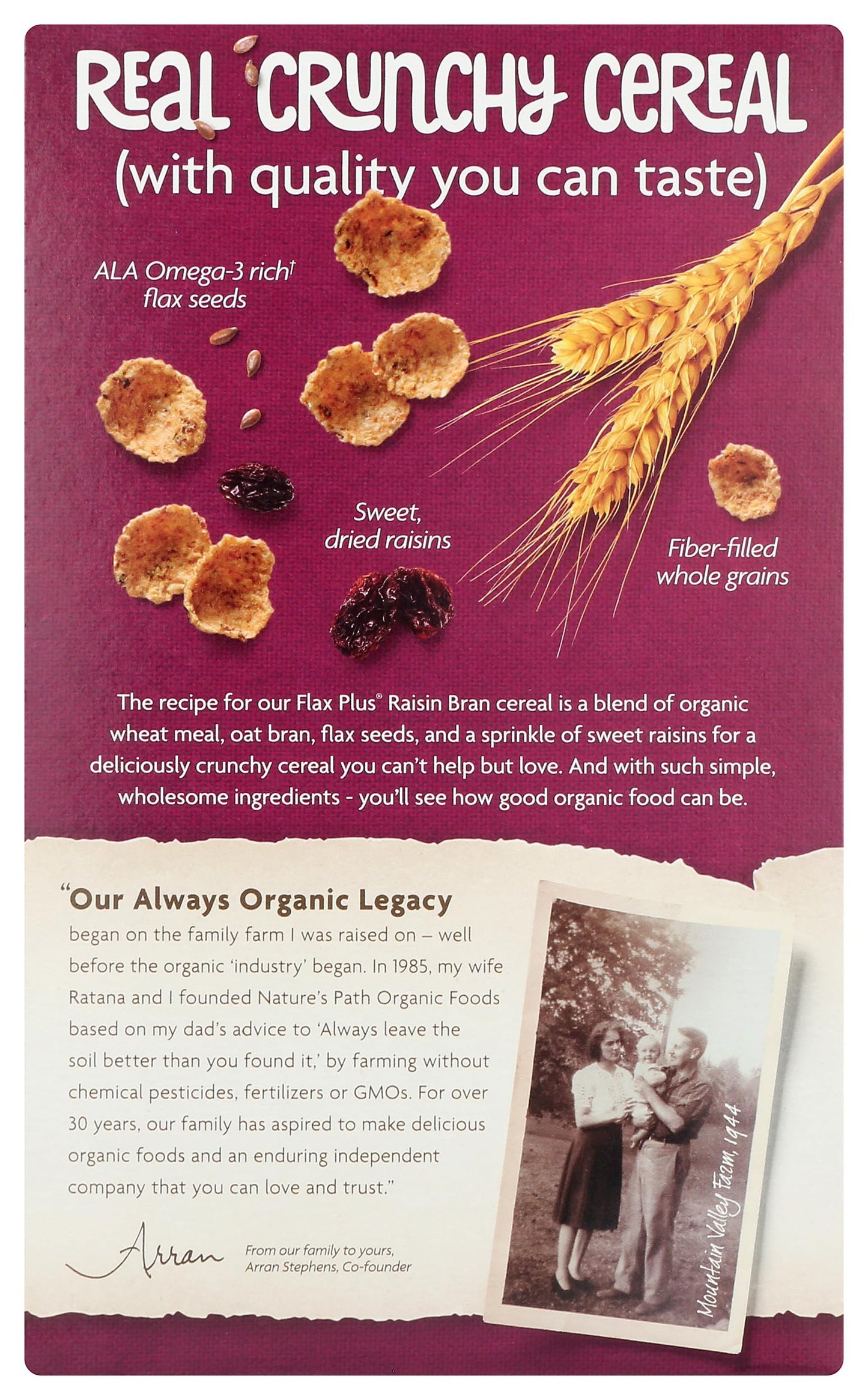 Natures Path, Cereal Flax Plus Raisin Bran Organic, 14 Ounce