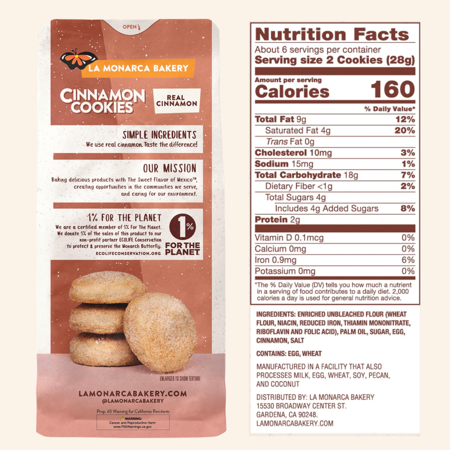 Cinnamon Cookies, 6 Ounce (Pack Of 3), Mexican Shortbread Cookies Lightly Dusted With Cinnamon And Sugar By La Monarca Bakery