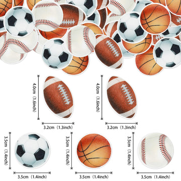 48 Pcs Edible Sports Cupcake Toppers Wafer Paper Baseball Rugby Cupcake Picks Edible Basketball Soccer Football For Cake Decorat