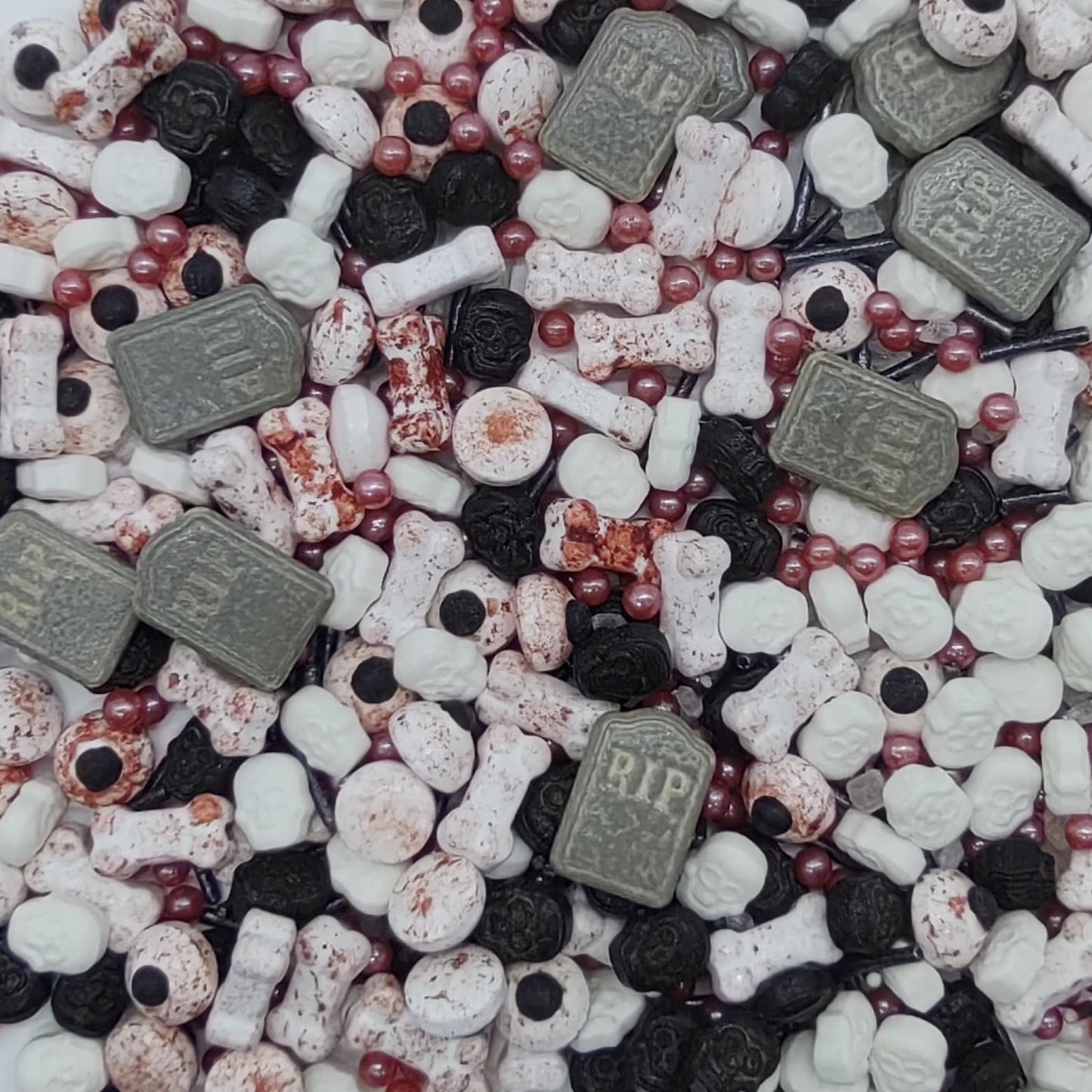 Halloween Sprinkles Gravestones & Bones & Eyes & Skull Topper Edible Themed Sprinkles For Cookie Decorating, Chocolate Desserts,