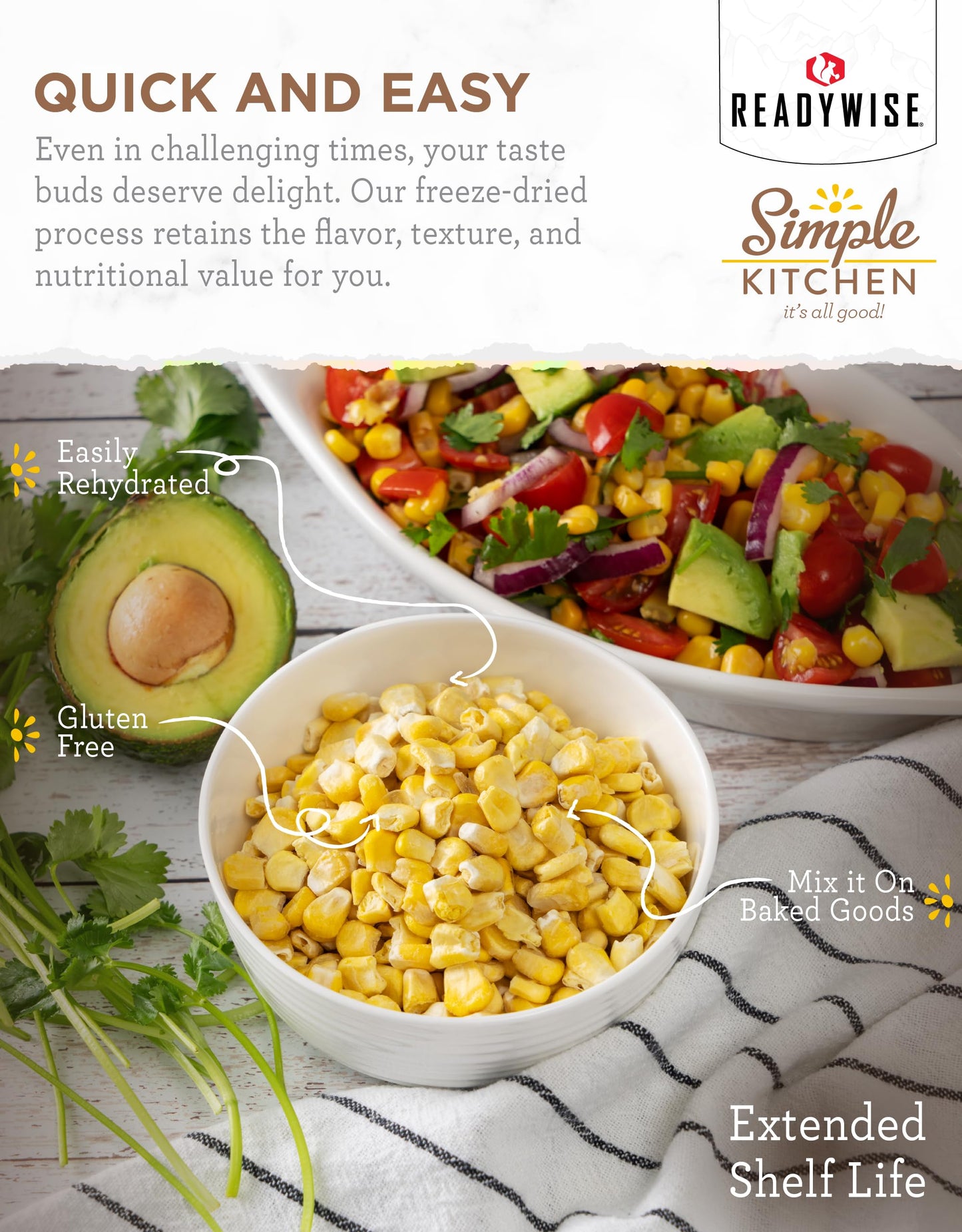 Simple Kitchen Freeze Dried Corn – 23 Servings For Family Meal Prep, Sweet Canned Corn, Gluten Free & Dehydrated Camping Meals, Emergency Survival Food For Backpacking & Hiking, #10 Can Package
