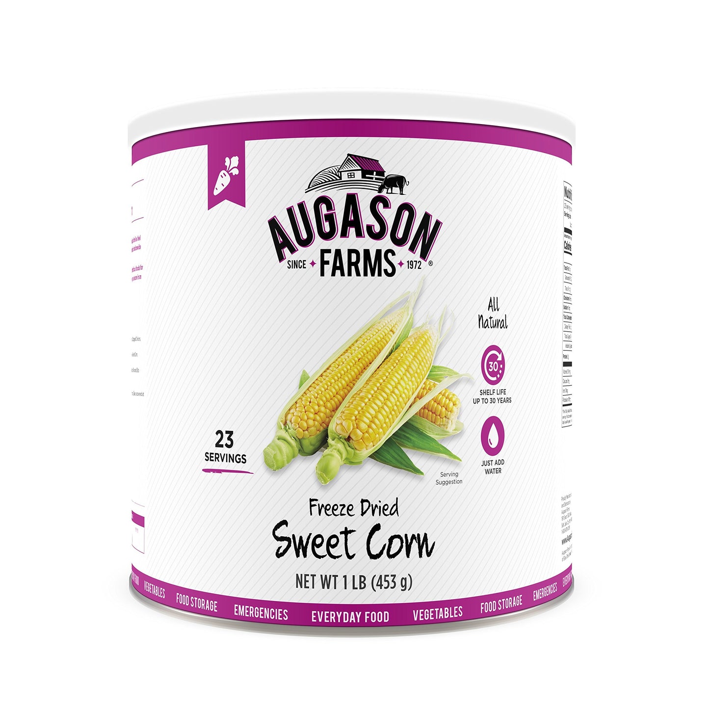 Augason Farms Freeze Dried Sweet Corn 16 Oz #10 Can