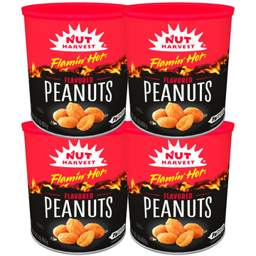 Nut Harvest, Flamin Hot Peanuts, 16 oz Canisters, (4 Pack)