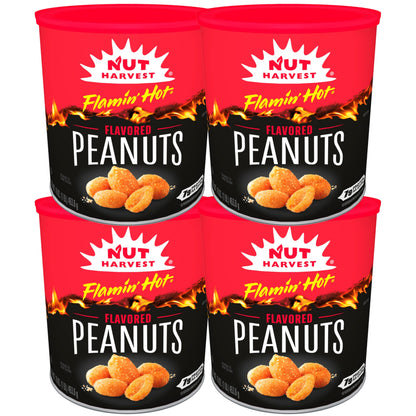 Nut Harvest, Flamin Hot Peanuts, 16 oz Canisters, (4 Pack)