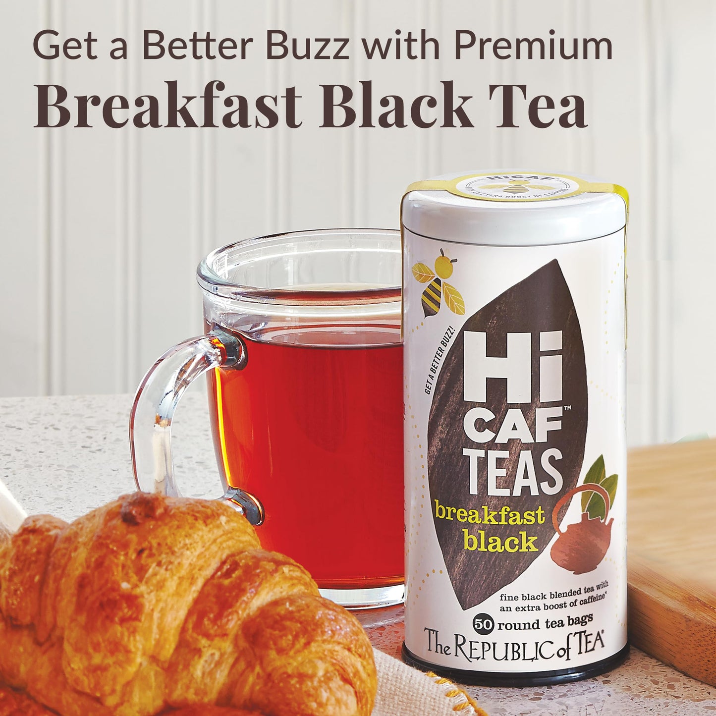 The Republic of Tea HiCAF Breakfast Black Tea, High Caffeine, 50 Tea Bags, Pack of 1