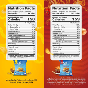Saltme! Variety Pack Better For You Potato Chips - 24Ct 1Oz Bags - 50% Less Sodium, Kosher, Healthier Snack Pack- Best Full Flav