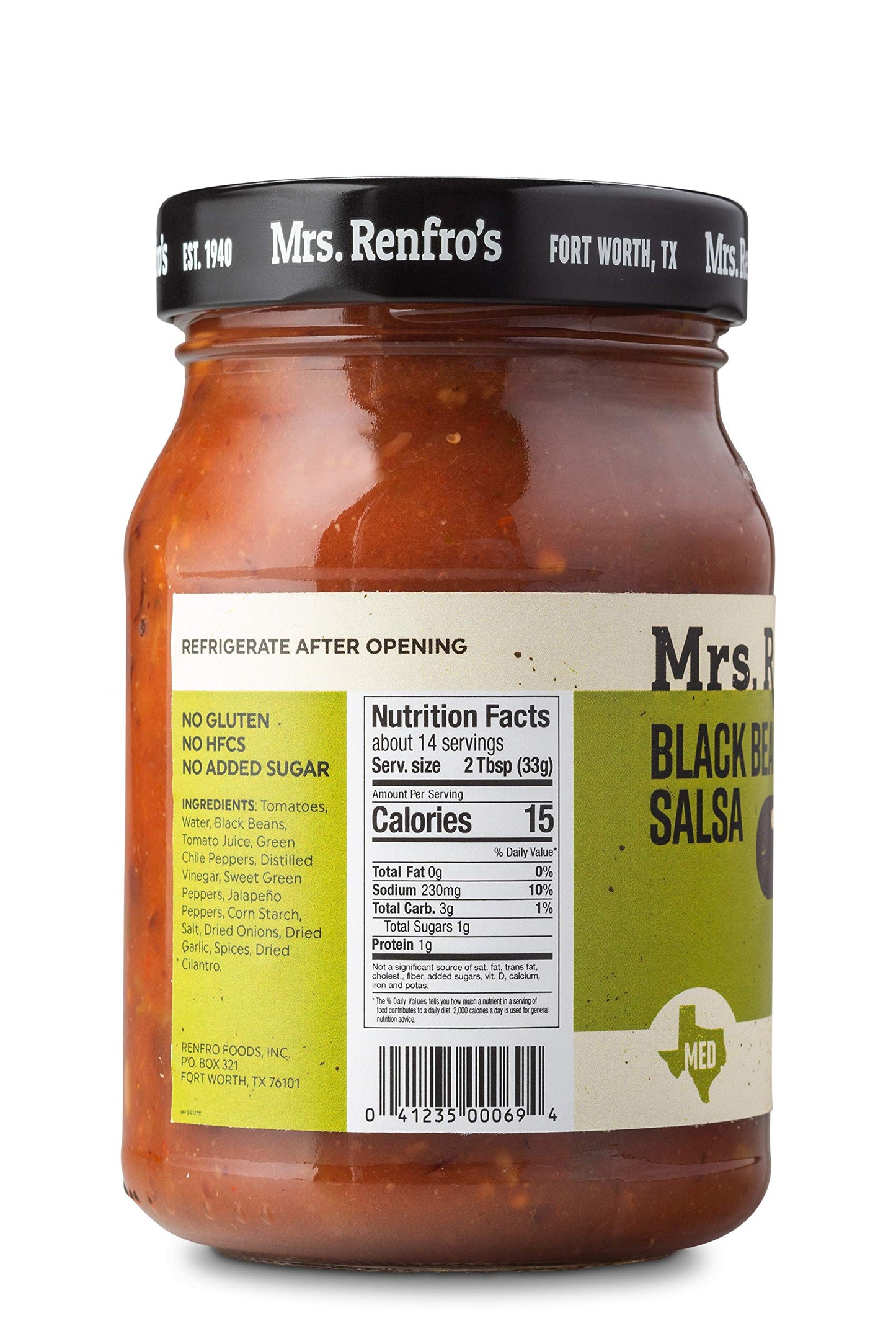 Mrs Renfro Salsa Black Bean, 16 Oz