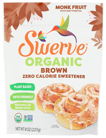 Swerve Organic Monk Fruit Brown Sugar Replacement Sweetener, 8 Ounce (Pack of 2)