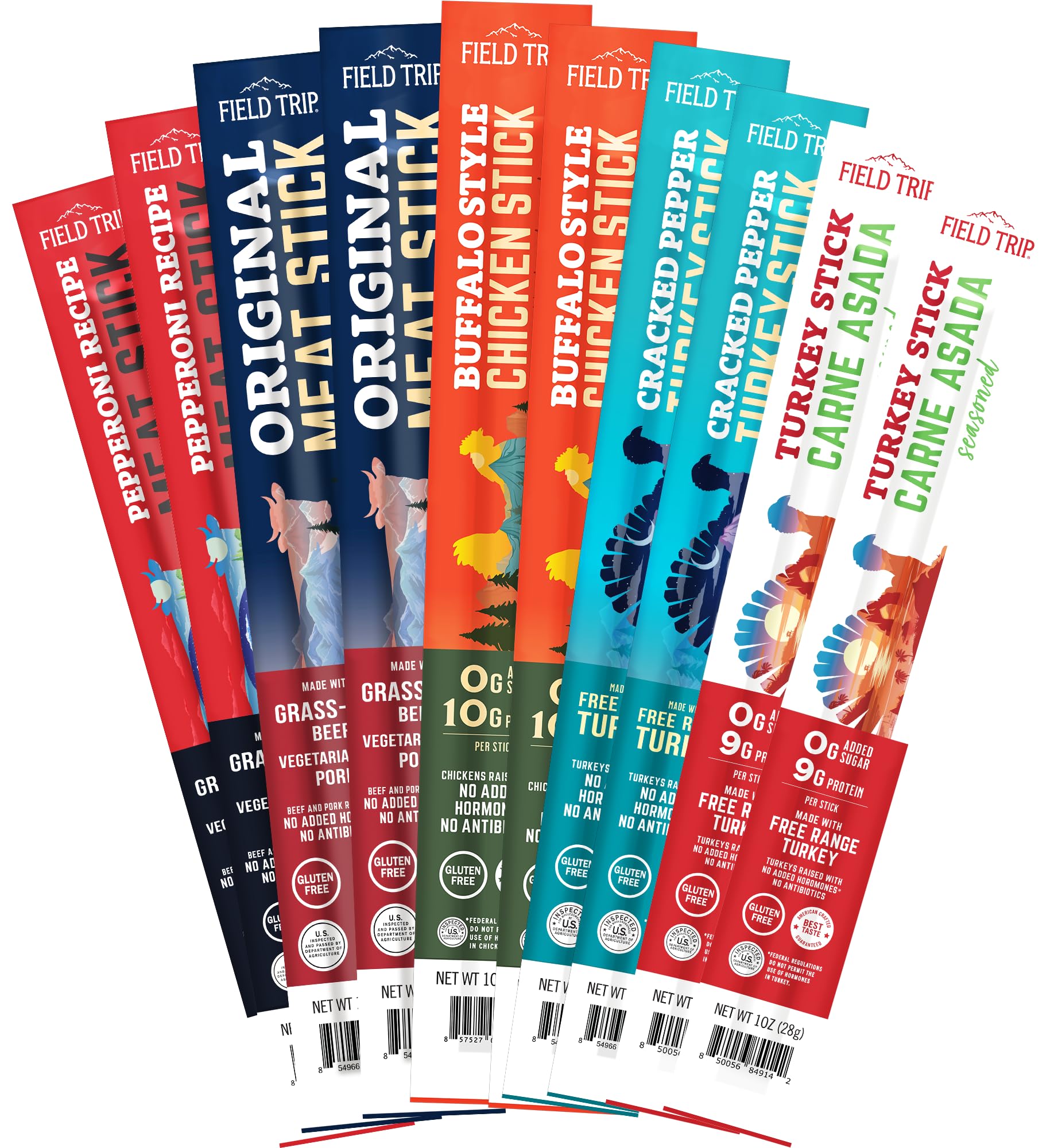 Field Trip Carne Asada Turkey Jerky Snack Sticks, Keto, Gluten Free, High Protein, 1oz, 10 Pack
