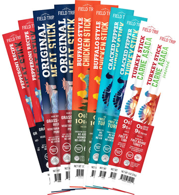 Field Trip Jerky Snack Sticks, Grass Fed, Free Range, Keto, Paleo, Gluten Free, High Protein, 1oz, Variety Pack 1, 10 Count