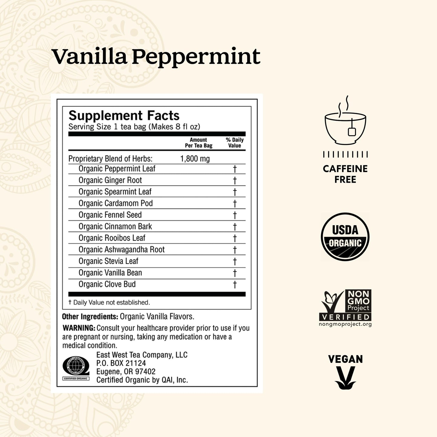 Yogi Tea Vanilla Peppermint - 16 Bags Per Pack (4 Packs) - Herbal Peppermint Vanilla To Support Healthy Digestion - Limited Edition Holiday Digestive Tea With Peppermint, Ginger & More