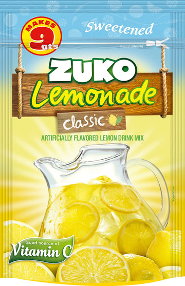 ZUKO Classic Lemonade Instant Powder Drink, Family Pack 14.01 Oz, No Sugar Needed, Vitamin C (Pack of 6)