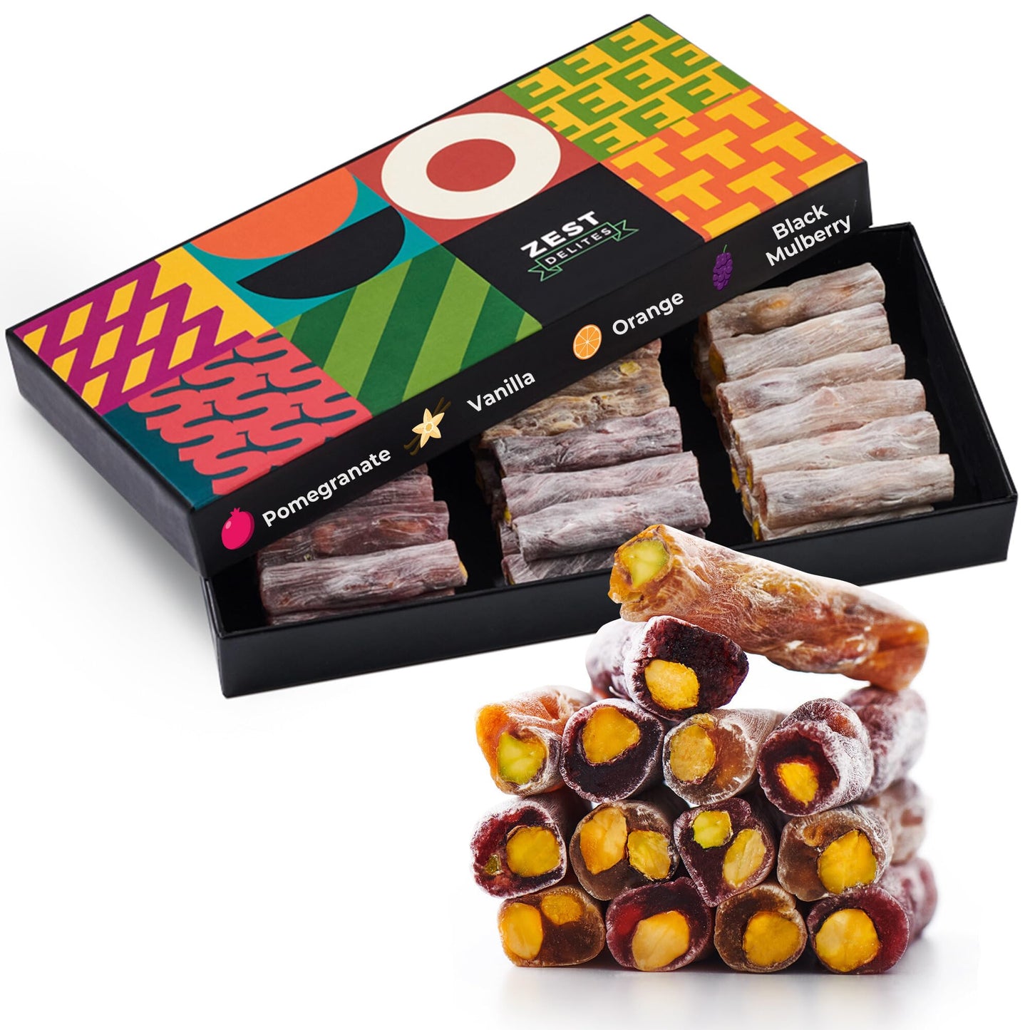 Turkish Delight By Zest Delites, Turkish Sweets Pistachio Snack Box, Traditional Vegan Candy Bulk, Lokum, Pistachios Candy With