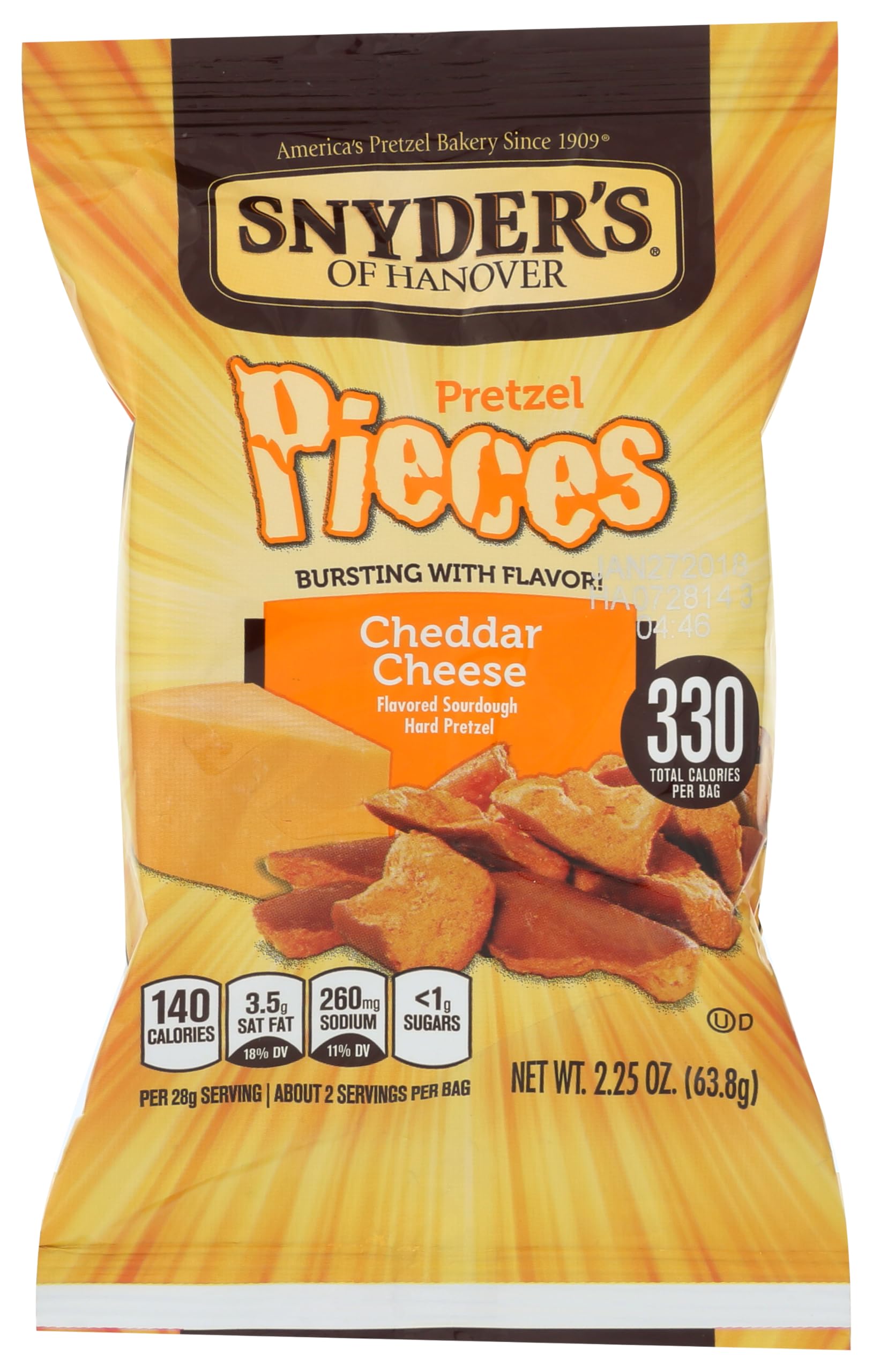 Snyders of Hanover Cheddar Cheese Pretzel Pieces, 2.25 oz Pack of 12