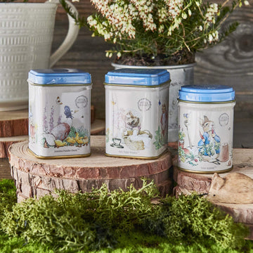 Peter Rabbit 3x Mini Tea Tins with Loose Leaf English Tea, Beatrix Potter Gift, Small Caddy Set