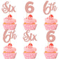 24 PCS Six Cupcake Toppers Glitter 6th Birthday Cupcake Picks Number 6 Cupcake Decorations for Baby Shower Kids 6th Birthday Ann