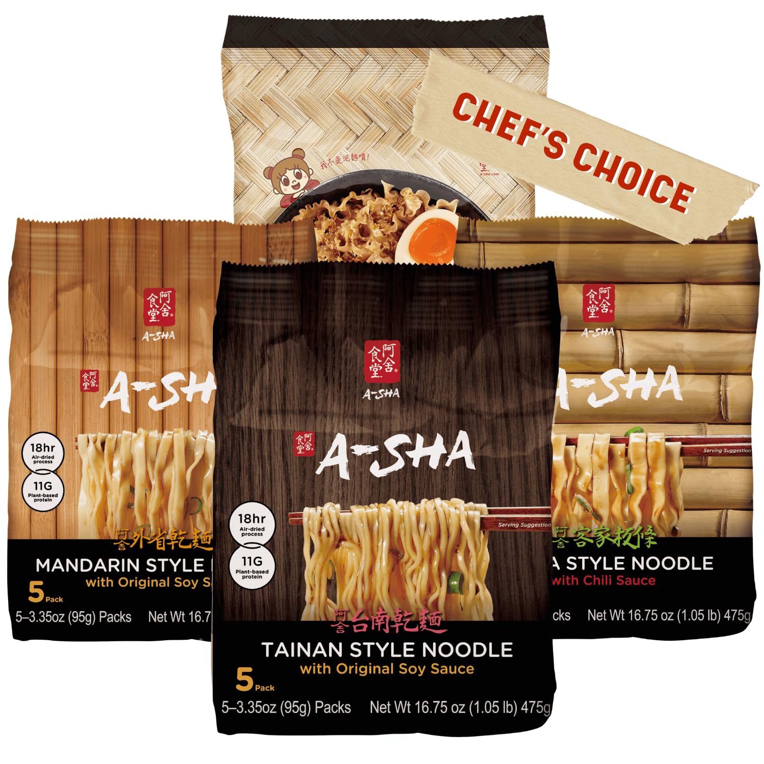 A-Sha Healthy Asian Instant Noodles with Sauce Pack | Best Sellers Variety Bundle | Vegan, Air Dried, High Protein | Great For R