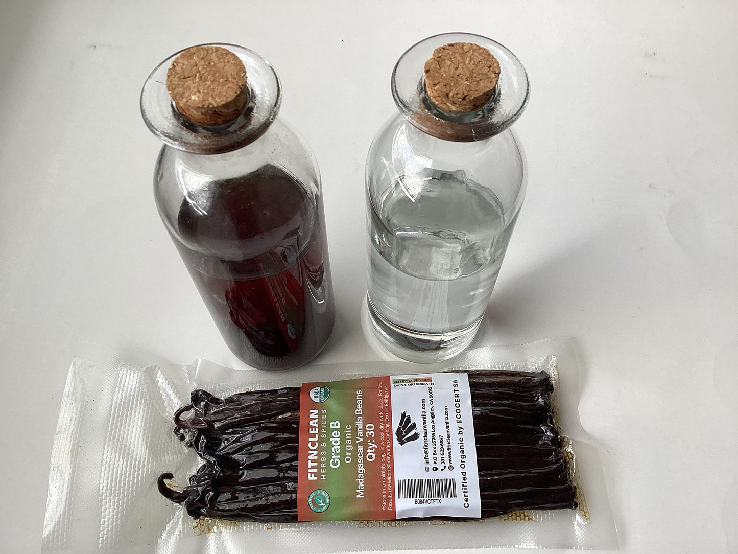 FITNCLEAN VANILLA 30 Madagascar Organic Vanilla Beans Grade B, USDA Organic, Bulk spirit-inspired flavor, 5-7 Non-GMO Pods