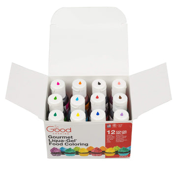 Food Coloring Liqua-Gel 12 Pack (.75Ml Bottles) Tasteless Rainbow Color Dye Kit - Easter Eggs, Baking, Decorating, Fondant, Frosting, Chocolate, Cooking, Slime, Crafts - Made In Usa