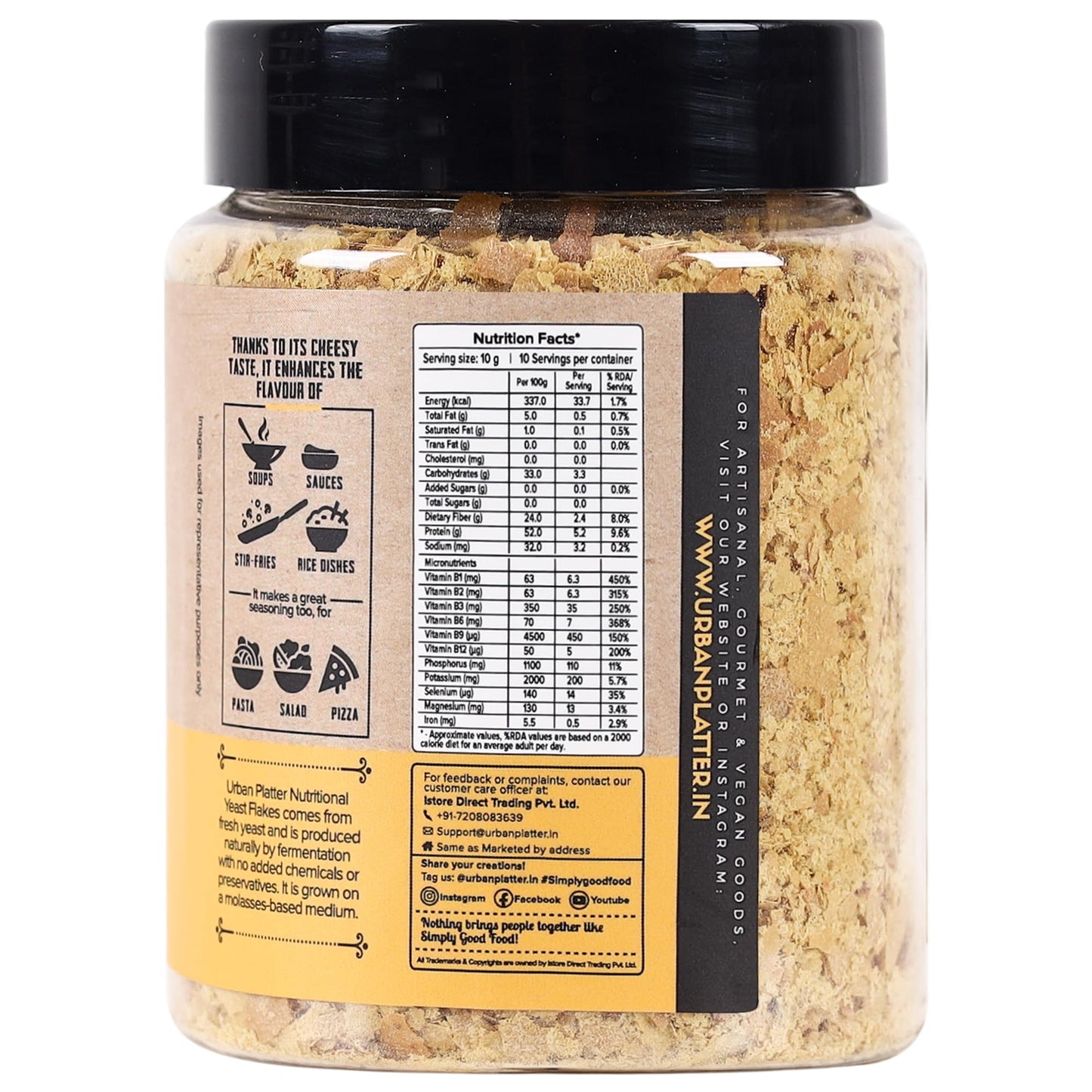 Urban Platter Nutritional Yeast Flakes, 100g [Good Source of B-Vitamins| Gluten Free| Nutty and Cheesy Tasting Nooch | Perfect f