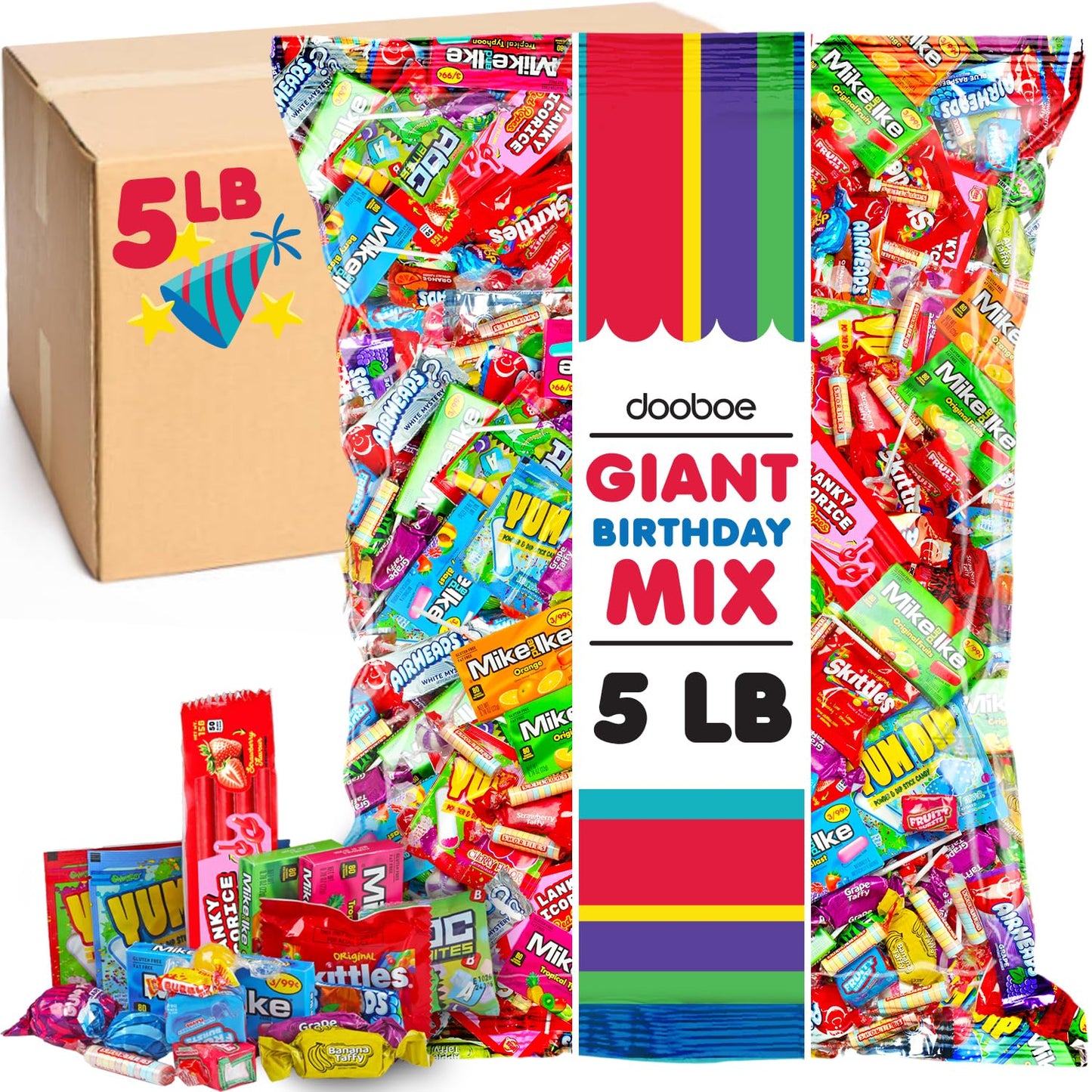 Dooboe Christmas Candies Variety Pack - 5 Pounds - Bulk Birthday Candy Assortment - Individually Wrapped Candies