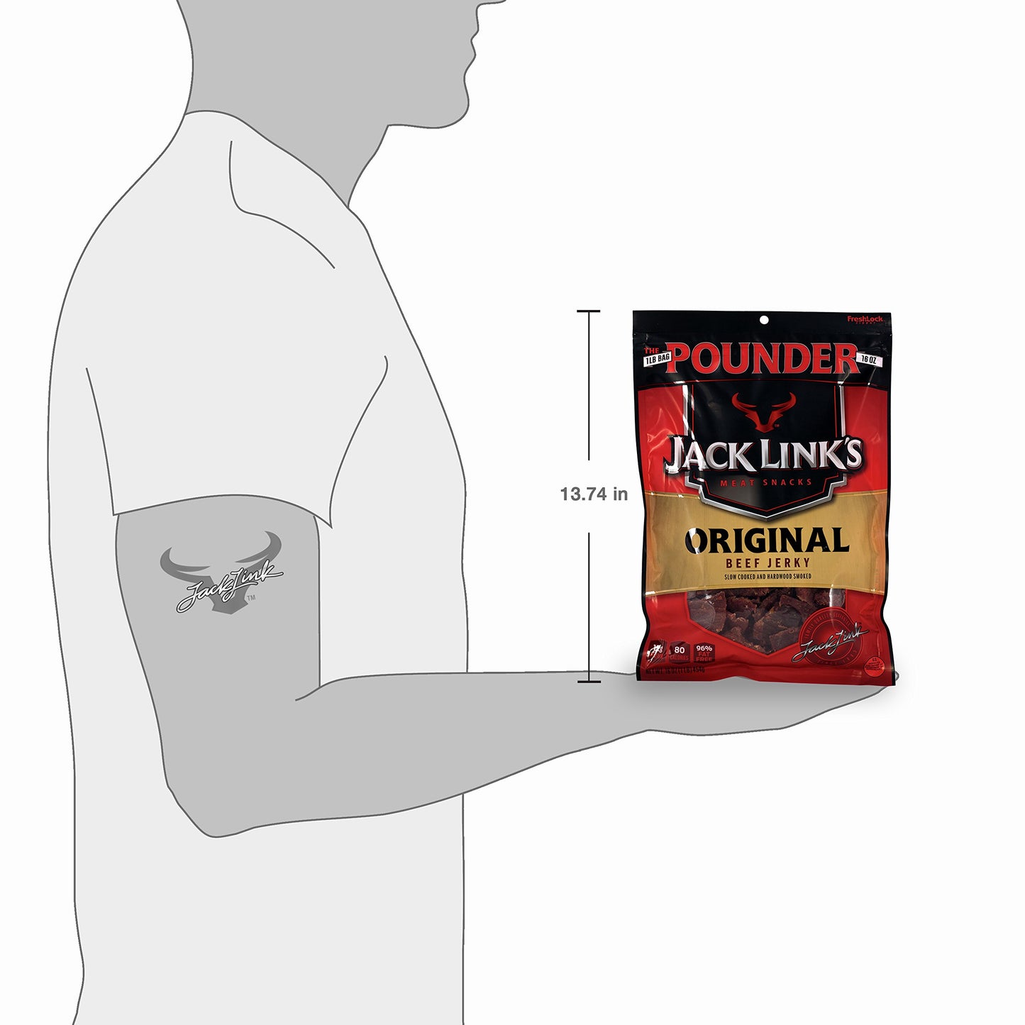 Jack Link'S Meat Snacks Beef Jerky, Original, 16 Ounce (Pack Of 1)