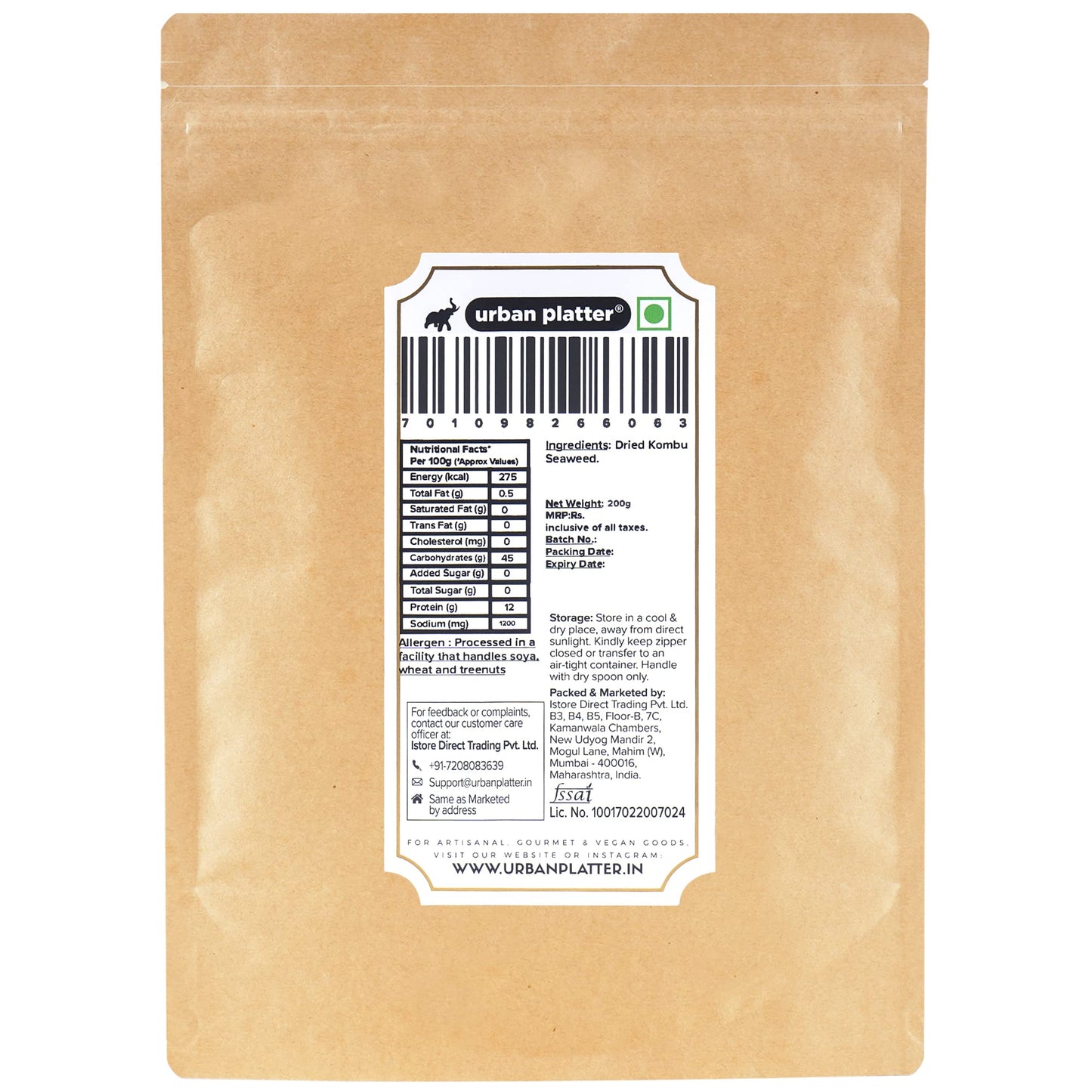 Urban Platter Dried Kombu Strips, 200G