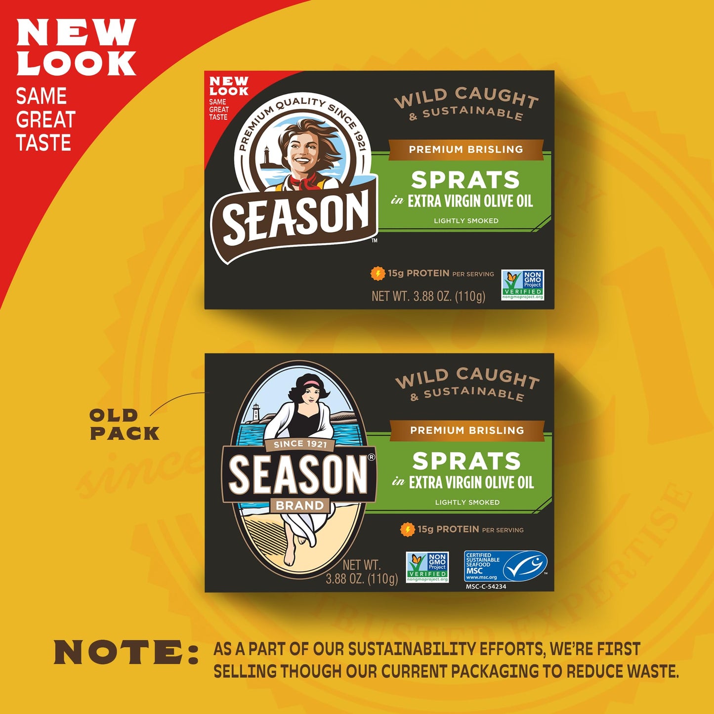 Season Brisling Sprats In Extra Virgin Olive Oil - Lightly Smoked, Wild Caught, 15G Of Protein, Keto Snacks, More Omega 3S Than Tuna, Kosher, High In Calcium, Canned Sardines - 3.88 Oz Tins, 6-Pack
