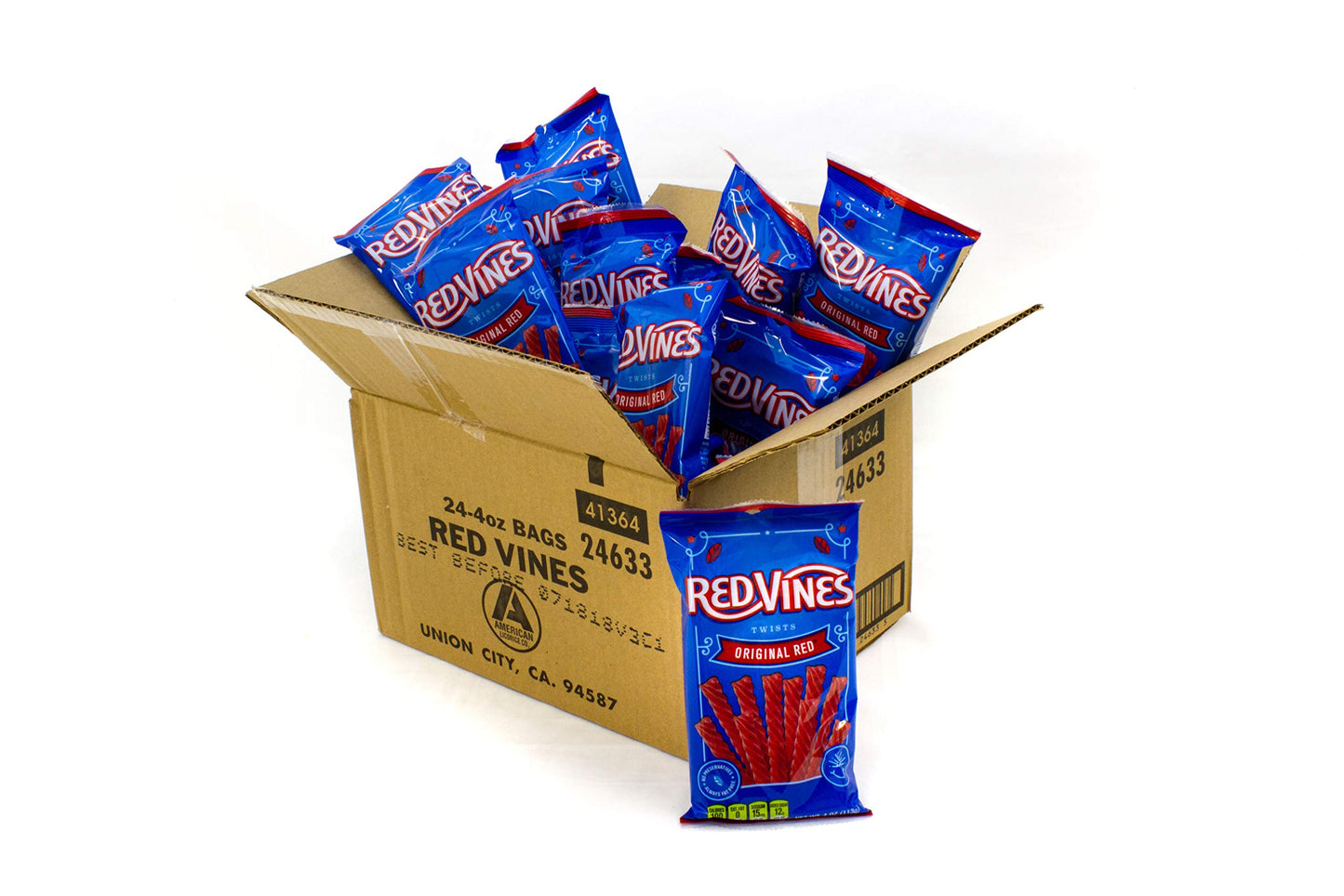 Red Vines Licorice Twists, Original Red Flavor, Soft & Chewy Candy, 4 Ounce (Pack Of 24)